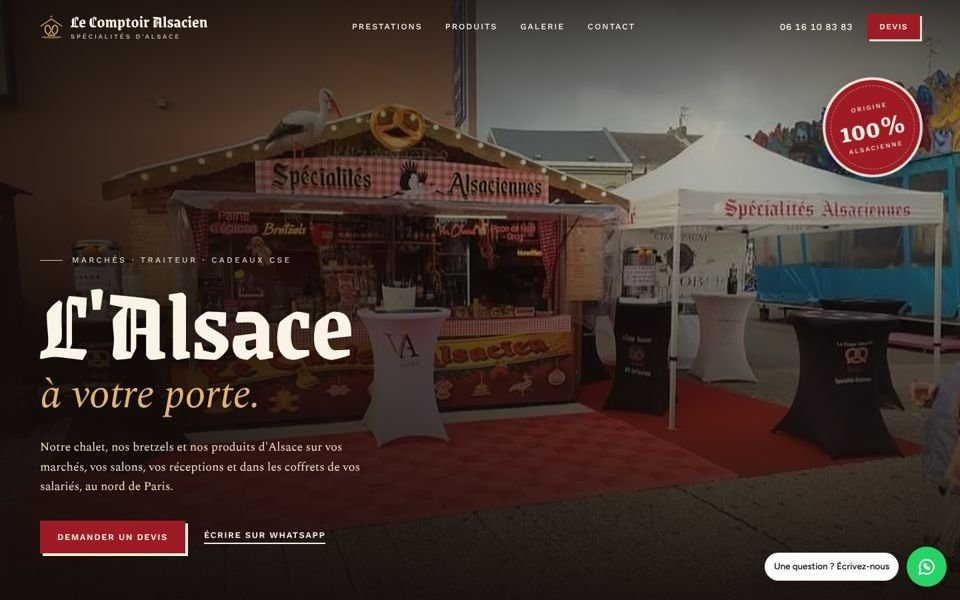 Site web du Comptoir Alsacien réalisé par JoDev Digital